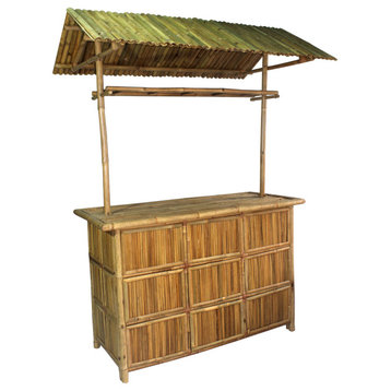 Bamboo Tiki Bar w/Tiled Roof 24"W x 76"L x 89"H
