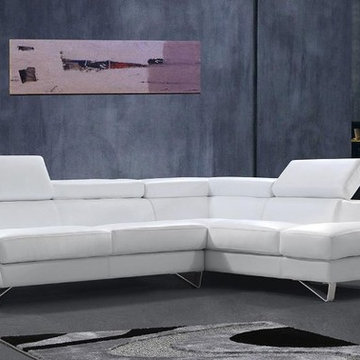 White Sectional Sofa with Adjustable Headrests with Adjustable Headrests