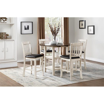 Lexicon Kiwi 5-Piece 2-Shelf Wood Counter Height Dining Set in White Wash