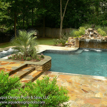 Custom Pool with Spa and Beautiful Stonework