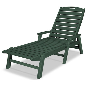 Polywood Nautical Chaise With Arms, Green
