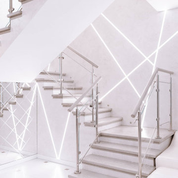 Проект 9 - Лестница в стиле Hi-Tech с подсветкой ступеней