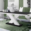 XENA Dining Set, Black/White Table/White Chairs
