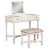 Linon Cyndi Wood Bedroom Vanity Set in White