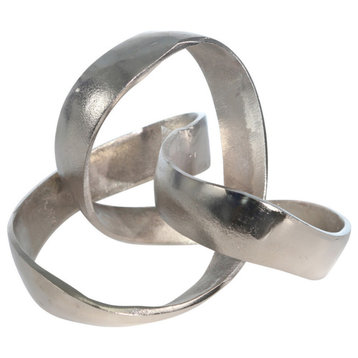 Aluminum Knot Sculpture, 7", Silver Matte