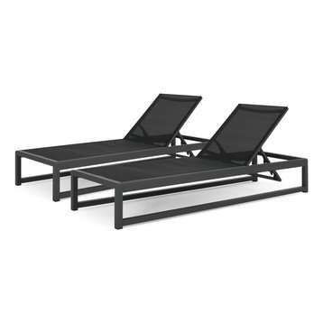 Hannah Outdoor Mesh Chaise Lounge, Set of 2