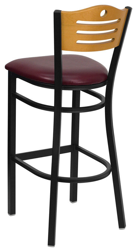 Silver Slat Back Metal Restaurant Barstool