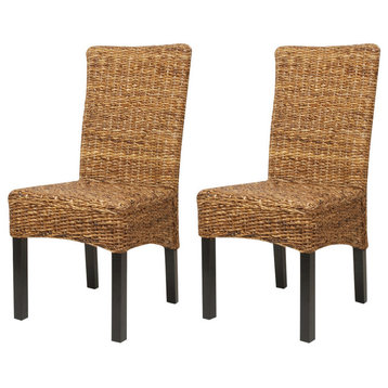 vidaXL Dining Chairs 2 Pcs Side Chair for Kitchen Abaca and Solid Wood Mango