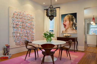 Dining room - eclectic dining room idea in Toronto with gray walls
