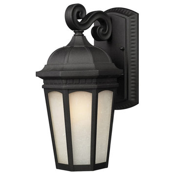 Z-Lite Newport Outdoor Wall-Light, 9.125x8.25x15.75", Black, White Seed, 508M-BK