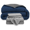 Reversible Bed-in-a-Bag, Dark Blue/Gray Light Gray, Full XL