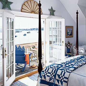 Blue and white coastal bedroom - 50 Comfy Cottage Rooms - Photos - CoastalLiving