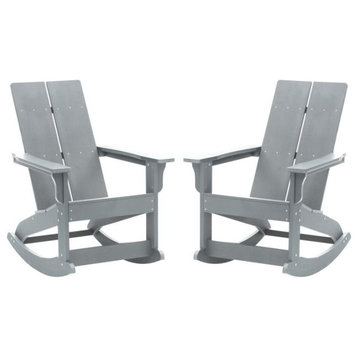 Flash Furniture Finn 2-Pack Gray Resin Rocking Chair Jj-C14709-Gy-2-Gg