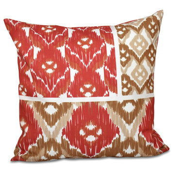 Free Spirit, Geometric Outdoor Pillow, Coral, 20"x20"
