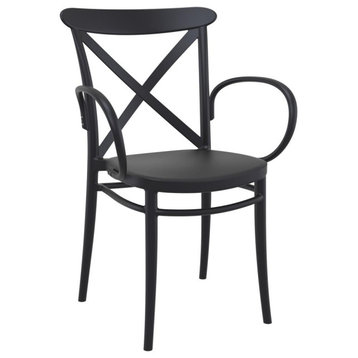Cross XL Resin Outdoor Arm Chair Black, Set of 2