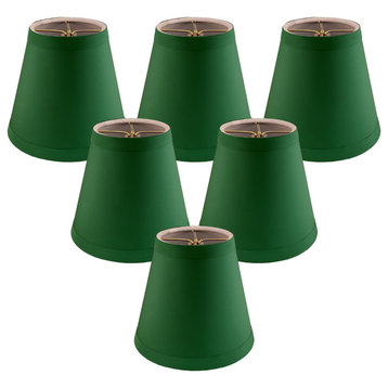 Royal Designs Empire Flame Clip On Chandelier Lamp Shade, Green, Set of 6