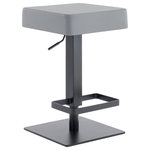Armen Living - Kaylee Contemporary Swivel Barstool in Matte Black Finish and Gray Faux Leather - The Armen Living Kaylee adjustable barstool is an excellent modern kitchen or home bar choice. The Kaylee's durable matte black frame construction is inclusive of a square base, convenient footrest for support, and easy to use height adjustment mechanism. Thanks to the Kaylee's hydraulic lift, you can easily transform the stool from 25 inch counter to 33 inch bar height, allowing you to use it in just about any setting. The stool's soft grey faux leather upholstery and foam padding assures a comfortable and relaxing user experience. An excellent choice for the modern home, the Kaylee is certain not to disappoint.