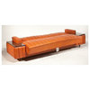 Consigned Mid Century Vintage Orange Naugahyde Convertible Sofa