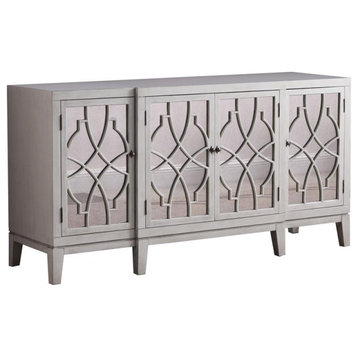 Best Master Americano Solid Wood Sideboard in Antique Beige with Mirrored Accent