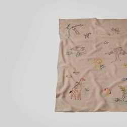 Critter Embroidered Linen Blanket - Products