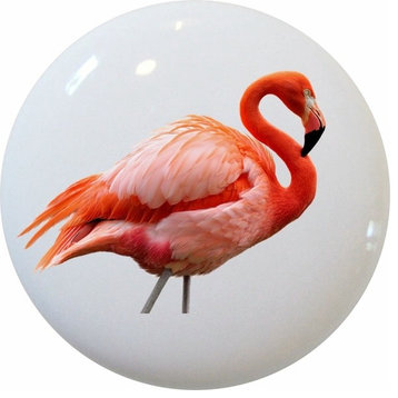 Beautiful Pink Flamingo Ceramic Cabinet Drawer Knob