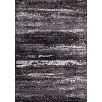 May Collection Cream Gray Distressed Lines Rug, 5'3"x7'7"