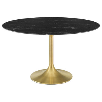 Lippa 54" Artificial Marble Dining Table, Gold Black