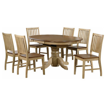 Sunset Trading Brook 7-Piece 42 - 60" Extendable Wood Dining Set in Cream
