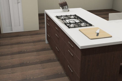 Kitchen - modern kitchen idea in San Francisco with flat-panel cabinets and dark wood cabinets