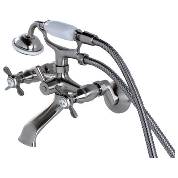 Kingston Brass Clawfoot Tub Faucet With Hand Shower, Brushed Nickel