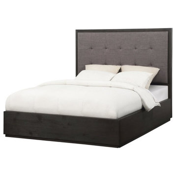 Modus Oxford Tufted Full Storage Panel Bed in Basalt Gray and Dolphin