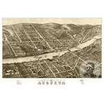 Ted's Vintage Art - Historic Augusta,  ME Map 1878, Vintage Maine Art Print, 12"x18" - Ghosted image on final product not included