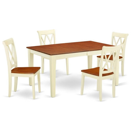 East West Furniture Nicoli 5-piece Dining Set with Rectangular Table in Cherry