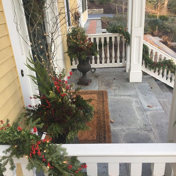 Containers with Holiday Greens and Winterberry