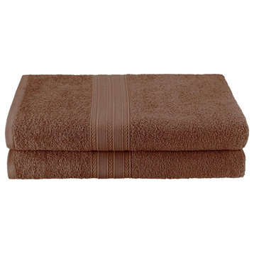 2 Piece 100% Cotton Ring Spun Bath Sheet Towel, Brown
