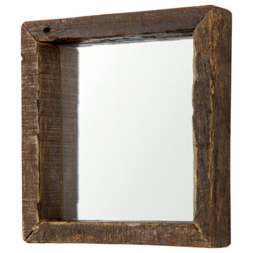 Gervaise Brown Solid Wood Frame Square Wall Mirror, 12" x 12"