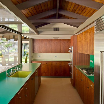 Old Ranch Road Original Kitchen with New Abet Laminati Counter Tops and Chartreu