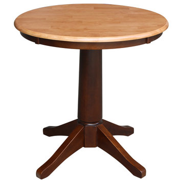 Round Top Pedestal Table, Cinnamon/Espresso, 30" Round