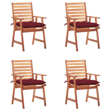 Vidaxl Patio Dining Chairs 4-Piece With Cushions Solid Acacia Wood