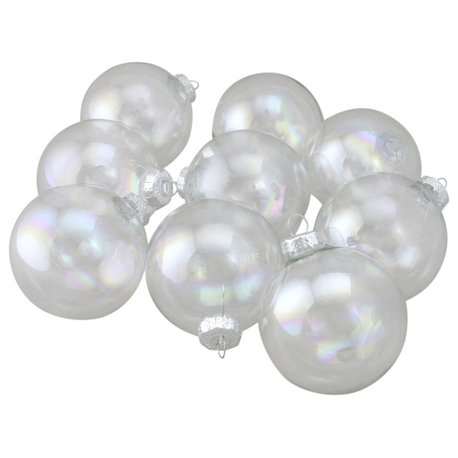 Glass Ball Christmas Ornament Set, 2.5", Iridescent