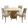 Flagstaff 5-Piece 48" Round Dining Set with 4 Ash Boucle Chairs in Gray