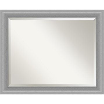 Peak Polished Nickel Narrow Beveled Bathroom Wall Mirror - 32.5 x 26.5 in.