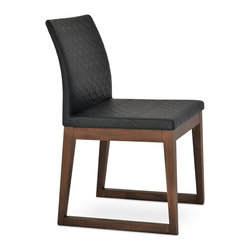 ZEYNO SLED WOOD-WALNUT-BLACK LEATHERETTE - Dining Chairs