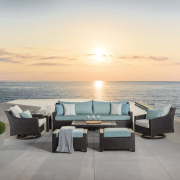 Deco™ 8pc Sofa & Club Chair Set - Spa Blue Design