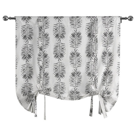 Sago Black Ink Printed Cotton Tie-Up Window Shade Single Panel, 46W x 63L