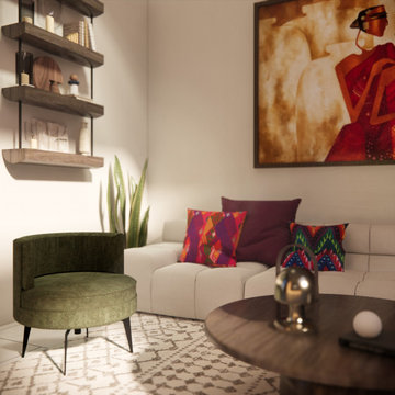 Modern-Mid Century - Indian-Living and entraceand hallway - Hainault- London