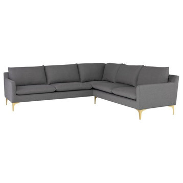 Nuevo Furniture Anders 2pc Sectional Sofa in Slate Grey/Gold
