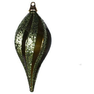 Vickerman M132613 12'' Olive Glitter Swirl Drop Christmas Ornament