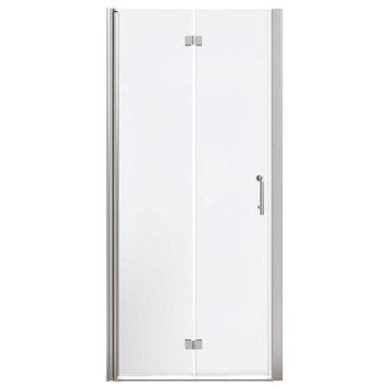 ExBrite 34"x72" Frameless Bifold Shower Door, Matel Silver