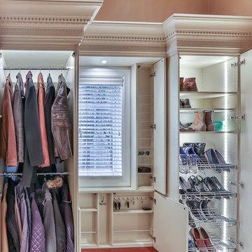 Custom garage entrance cabinets